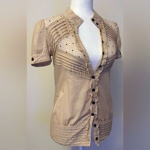 Urban Outfitters Lux Women's Cream Button-Up Blouse